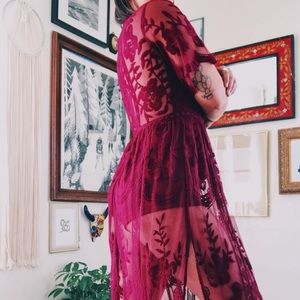 Burgundy Honey Punch Lace Dress